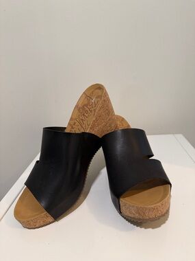 Blowfish Malibu Women's Black Cork Slide Wedge Sandals size 11